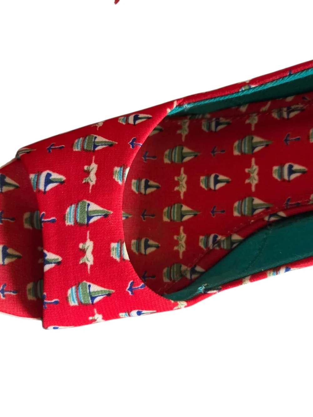 Seychelles Red Canvas Wedges with Nautical Boat Print